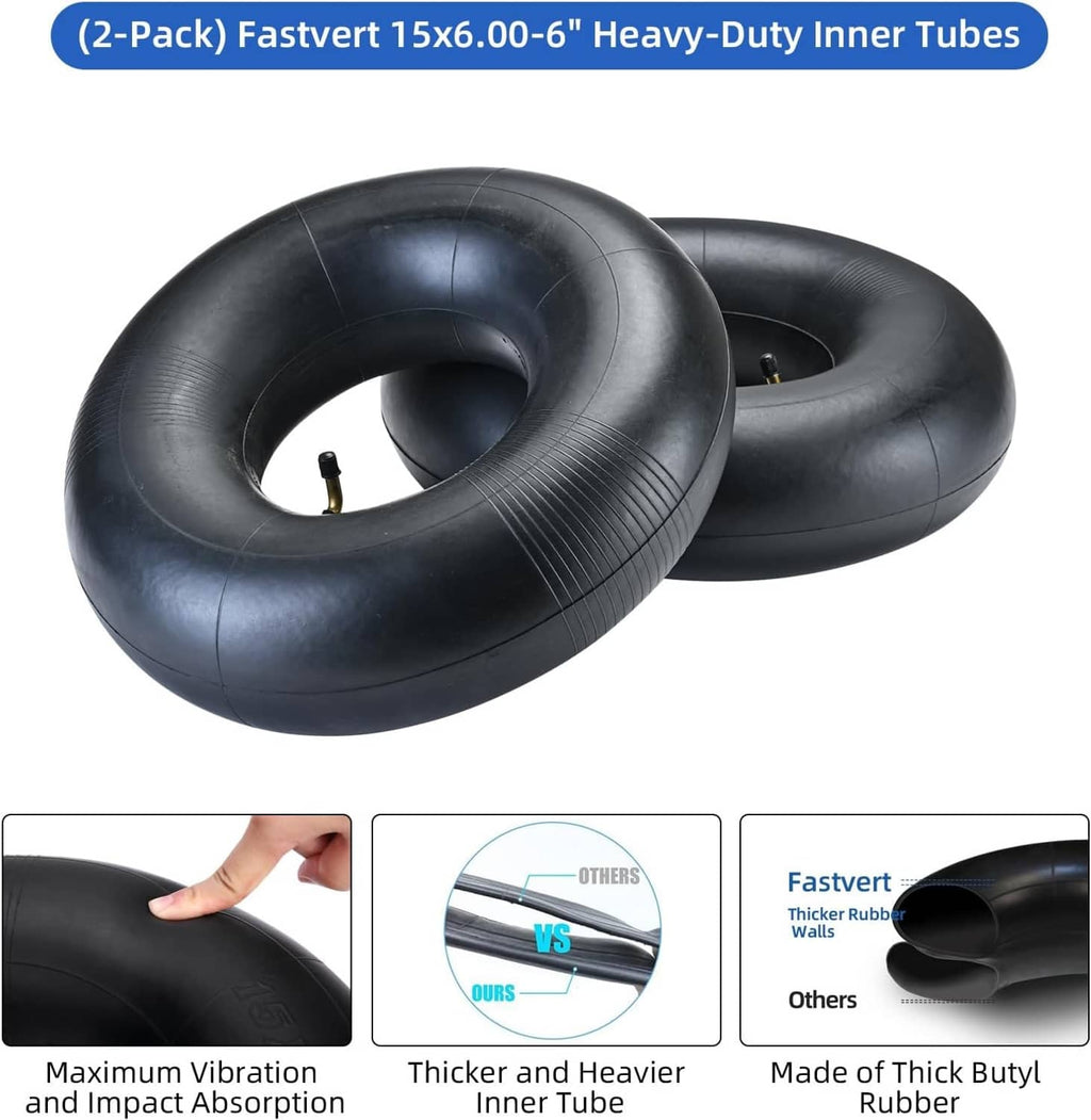 Heavy-duty inner tube pair in dark rubber with bent valves