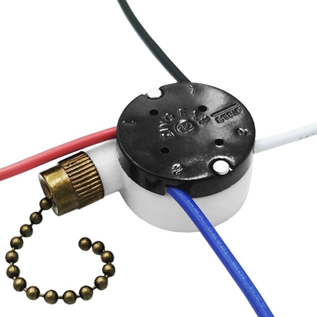 Bronze 3-speed ceiling fan pull-chain switch with 4-wire leads and pull chain