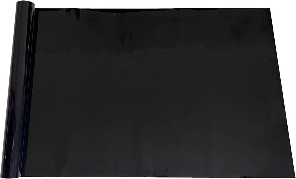 Black static-cling aquarium background sheet, unrolled roll with curved edges