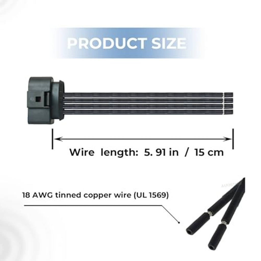 Headlight pigtail connector harness with 5.91 in wire length and 7-pin plug