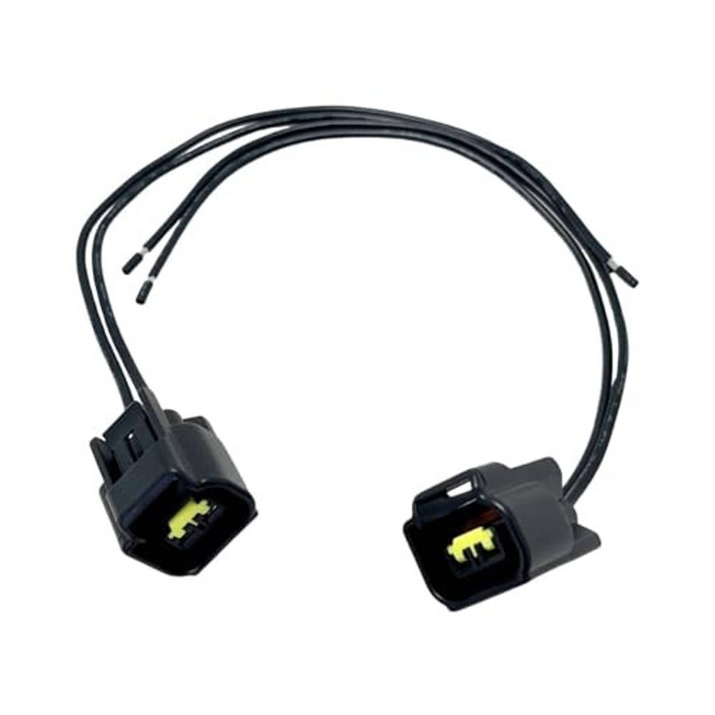 Camshaft position sensor wiring harness with two black connectors and separate wire branches