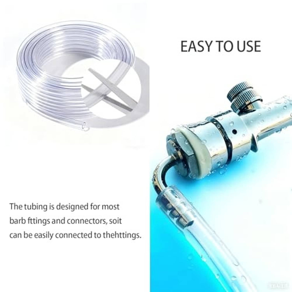 Clear flexible PVC tubing coil with tie band, transparent water tube