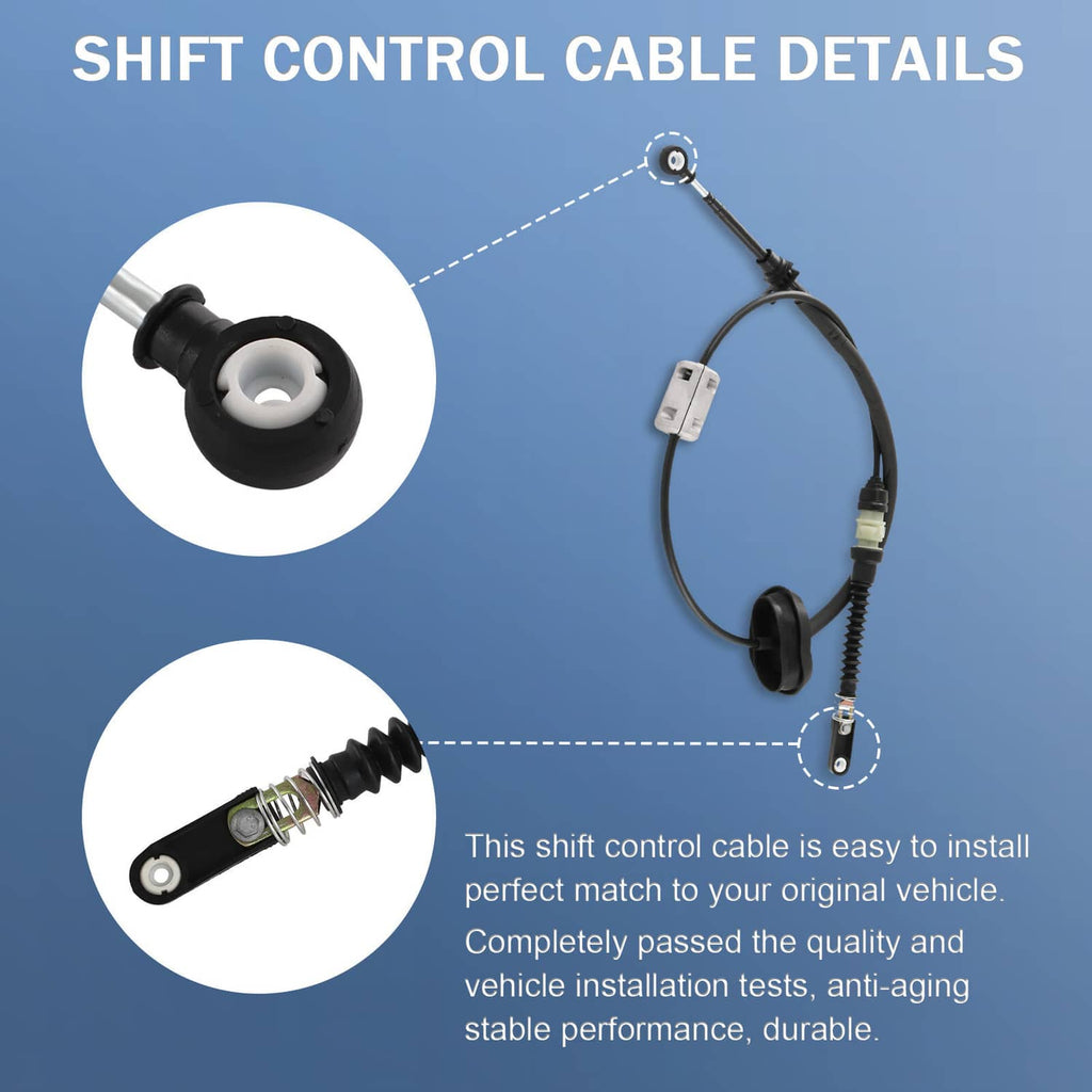 Shift control cable with sensor-style connector ends and protective black spring housing