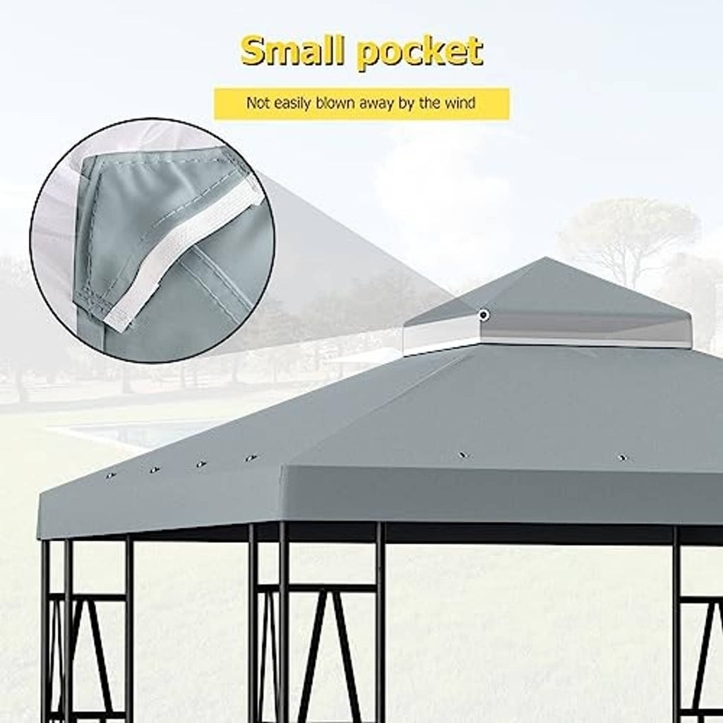 Gray gazebo canopy top cover with small side pocket and vented front panel