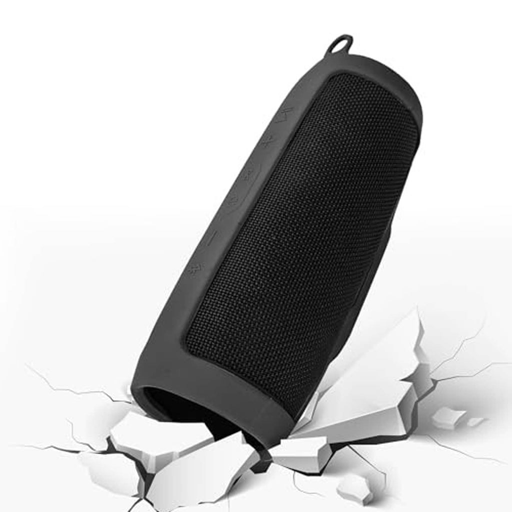 Gray silicone speaker case cover with mesh-style front and open side