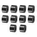 Set of 10 black stainless steel spacers with central hole