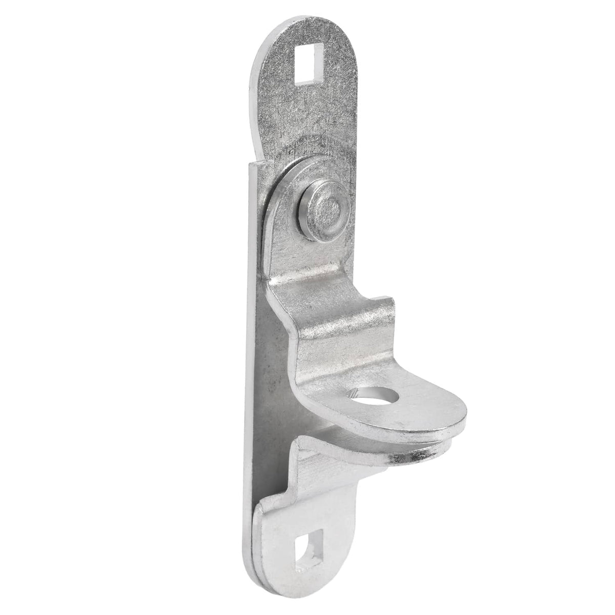 Steel trailer door lock hasp keeper with round latch cam and mounting holes