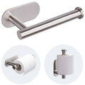 Brushed nickel toilet paper holder with horizontal bar and round wall mount base