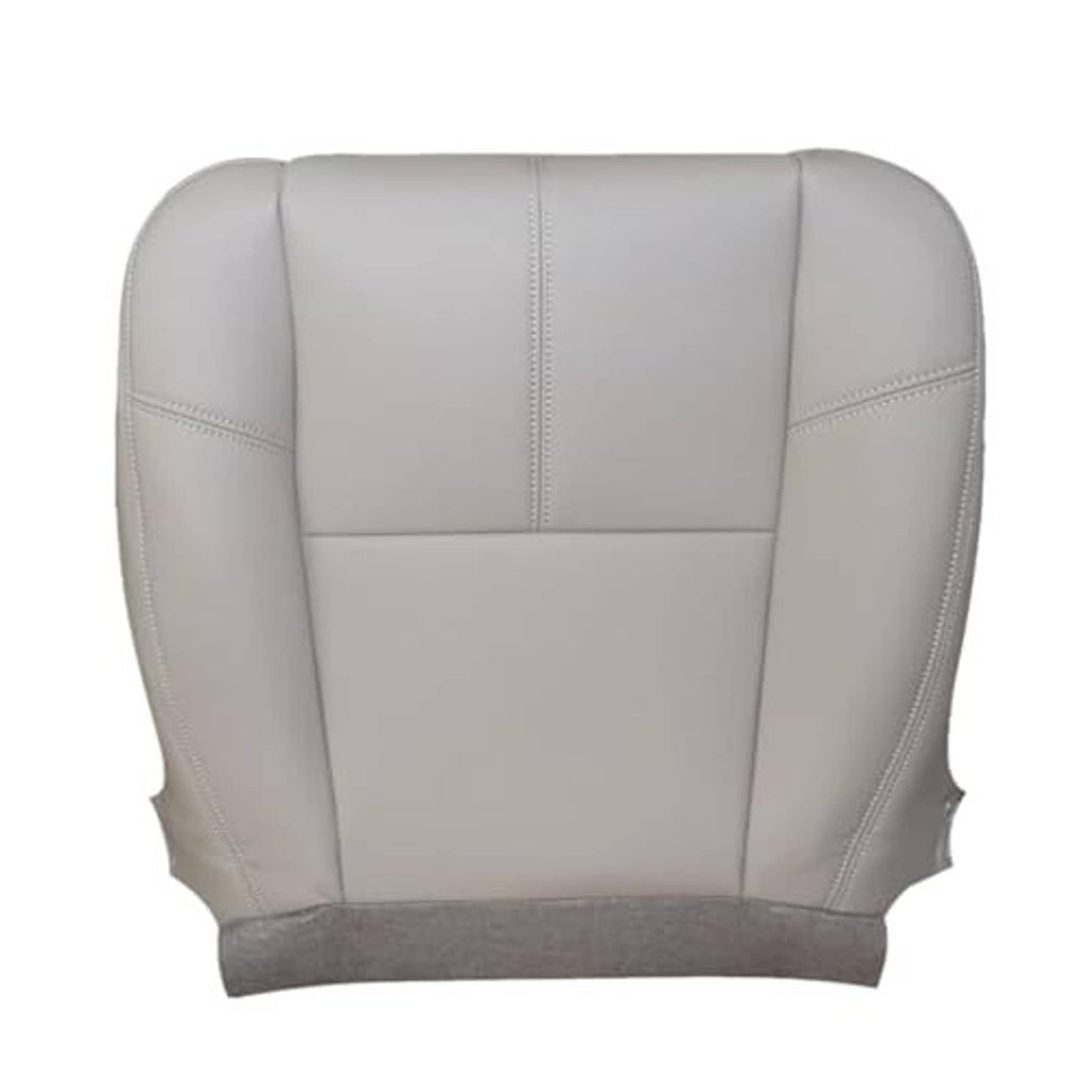 Light gray front seat bottom cover replacement with side bolsters and stitched center seam