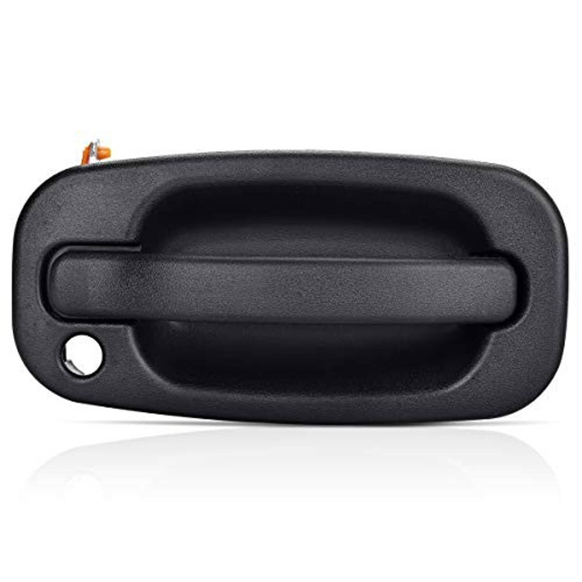 Exterior front door handle with key hole, matte black oval pull grip
