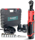 Cordless electric ratchet wrench set with 3/8-in sockets, battery tool, and storage case