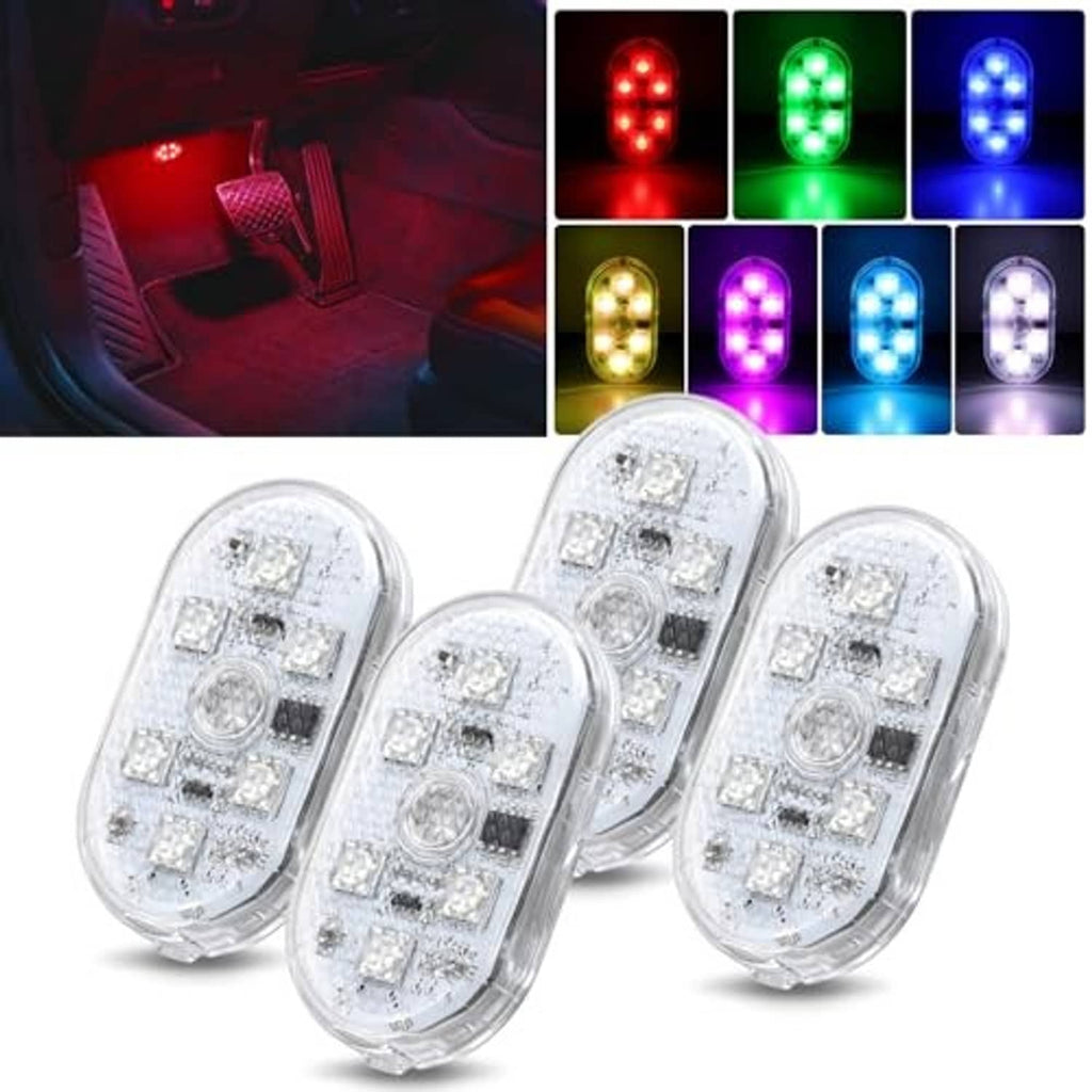 Four oval clear RGB LED interior lights, shown from front with bright LED modules