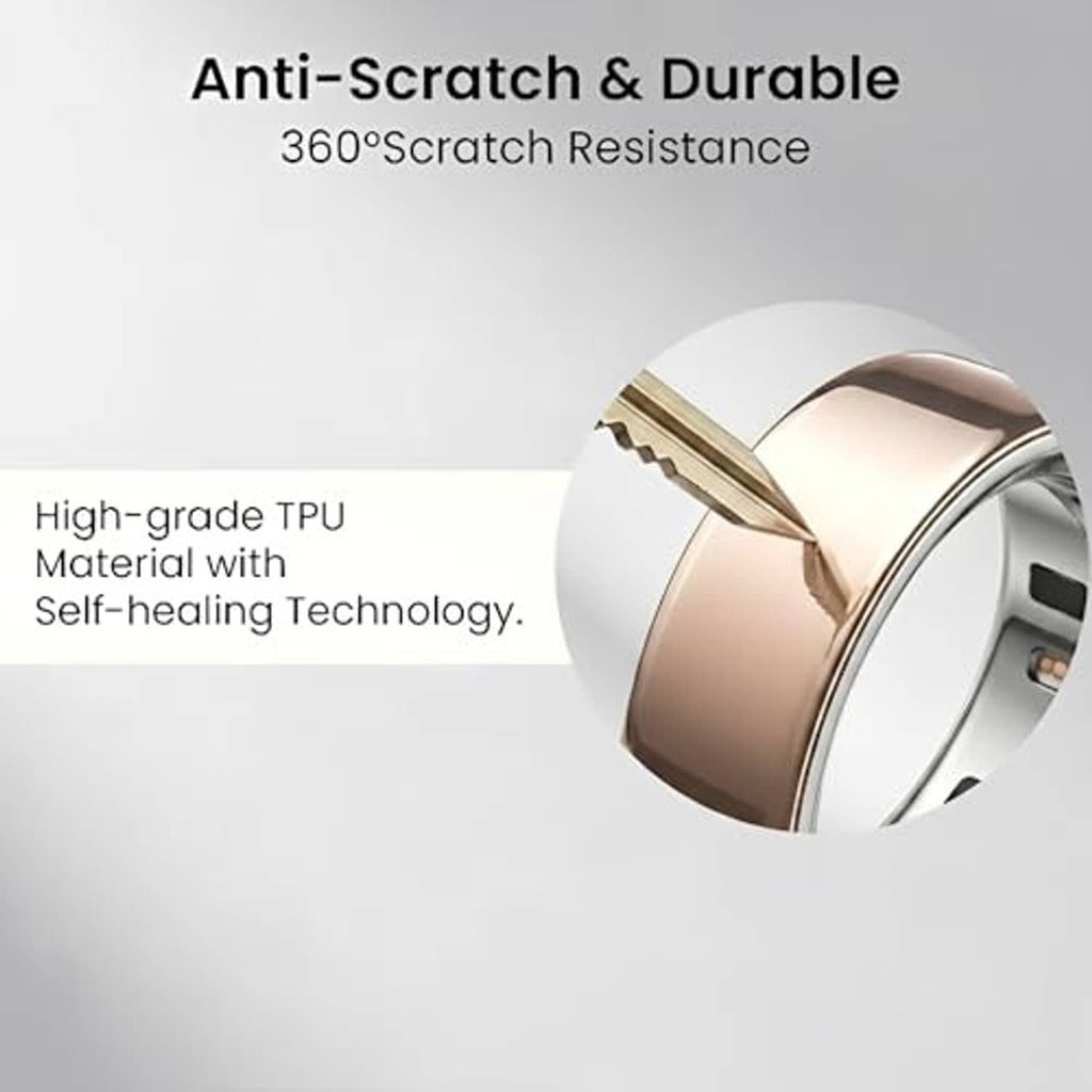Gold-tone Oura Ring cover with raised bezel and clear protective window