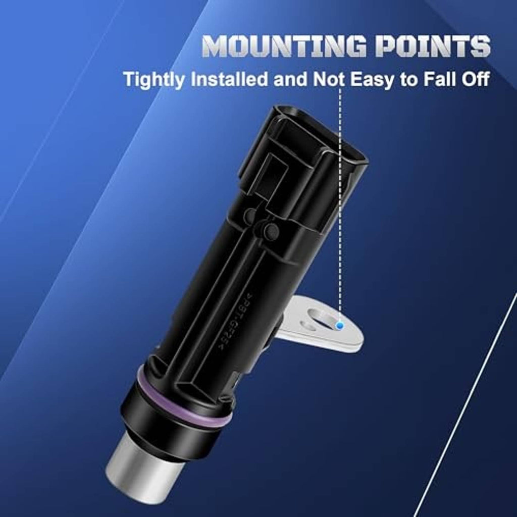 Black crankshaft position sensor with mounting points and silver metal base