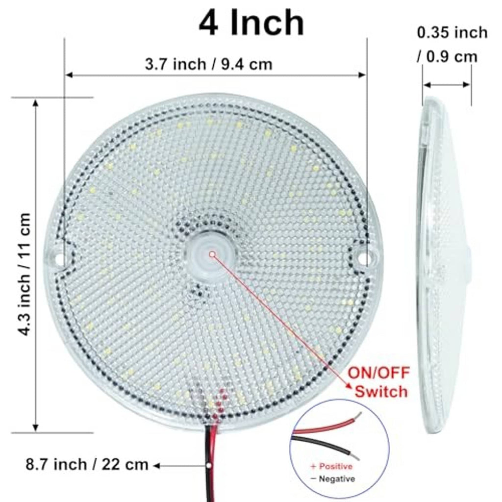 4-inch round LED dome light with ON/OFF switch and mounting flange