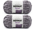 2-pack Bernat Velvet yarn skeins, vapor gray, bulky 300g each for knitting and crochet