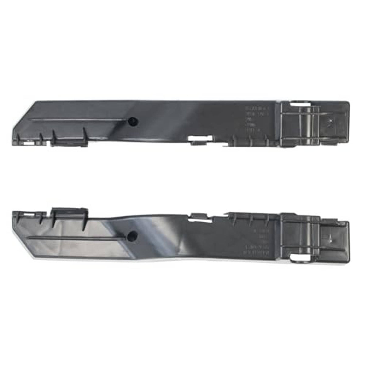 Front bumper bracket pair, long black support bars with side latch housings