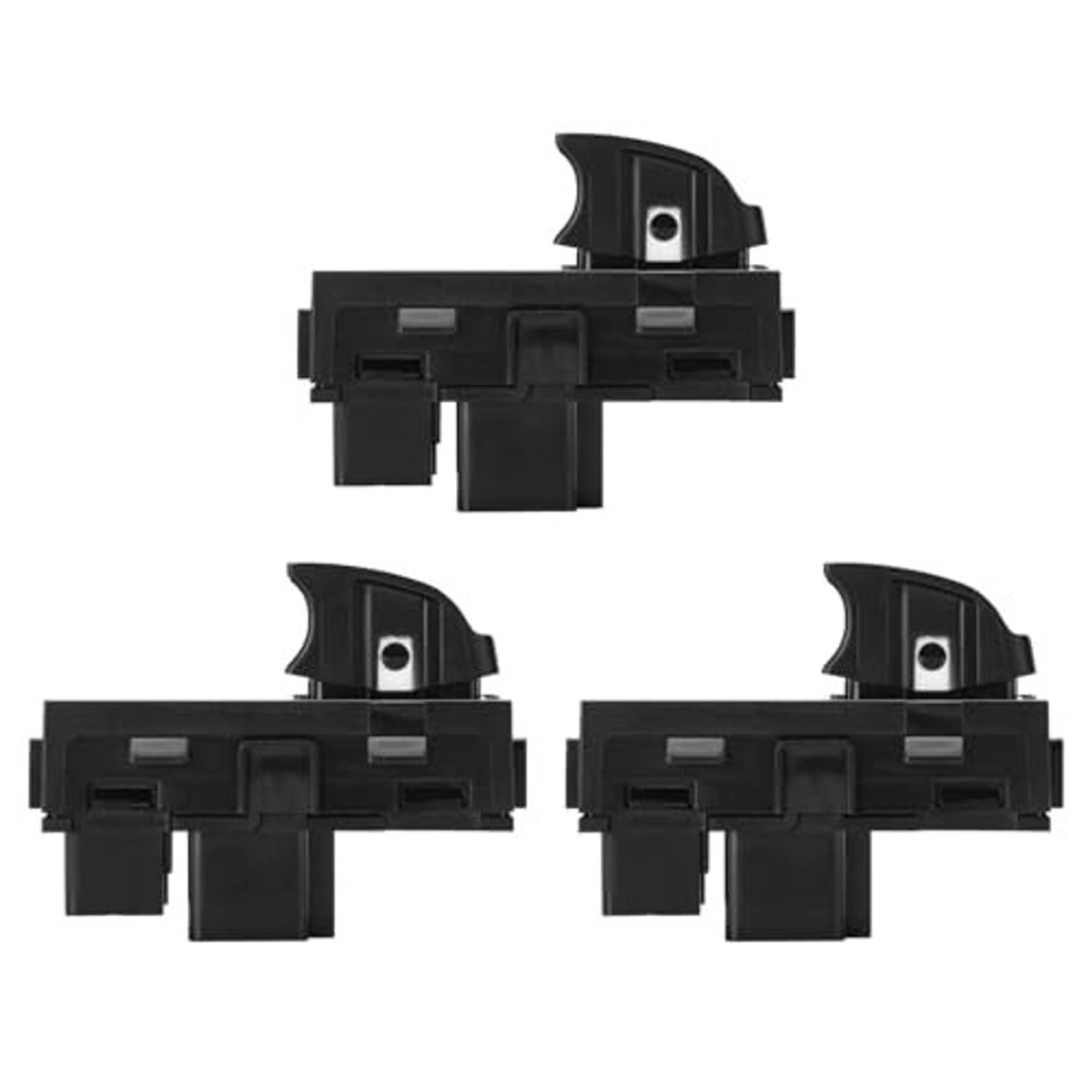 Passenger-side power window switch set, rear wiring side, black housing.