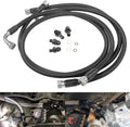 Black braided transmission cooler hose line kit with metal fittings and O-rings