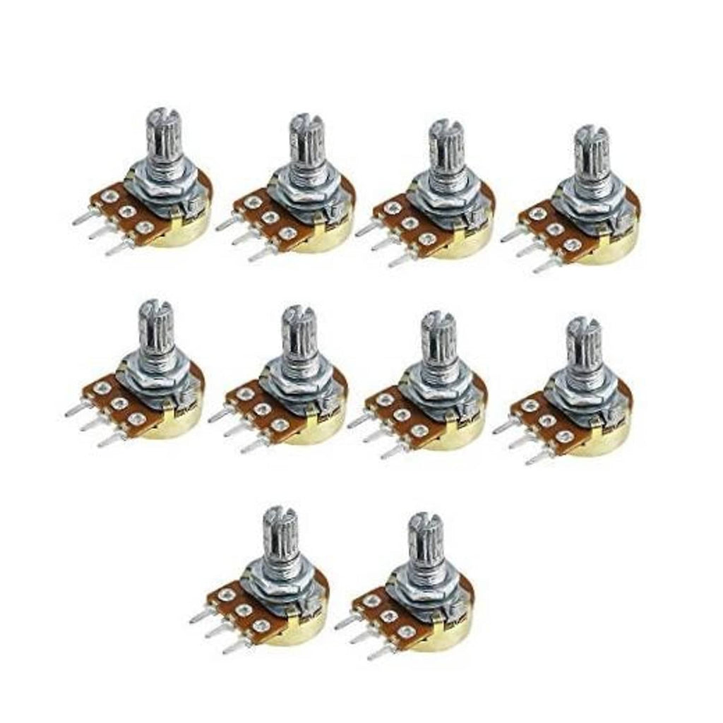 Rotary potentiometer pack, metal shaft and PCB terminals, set of multiple units