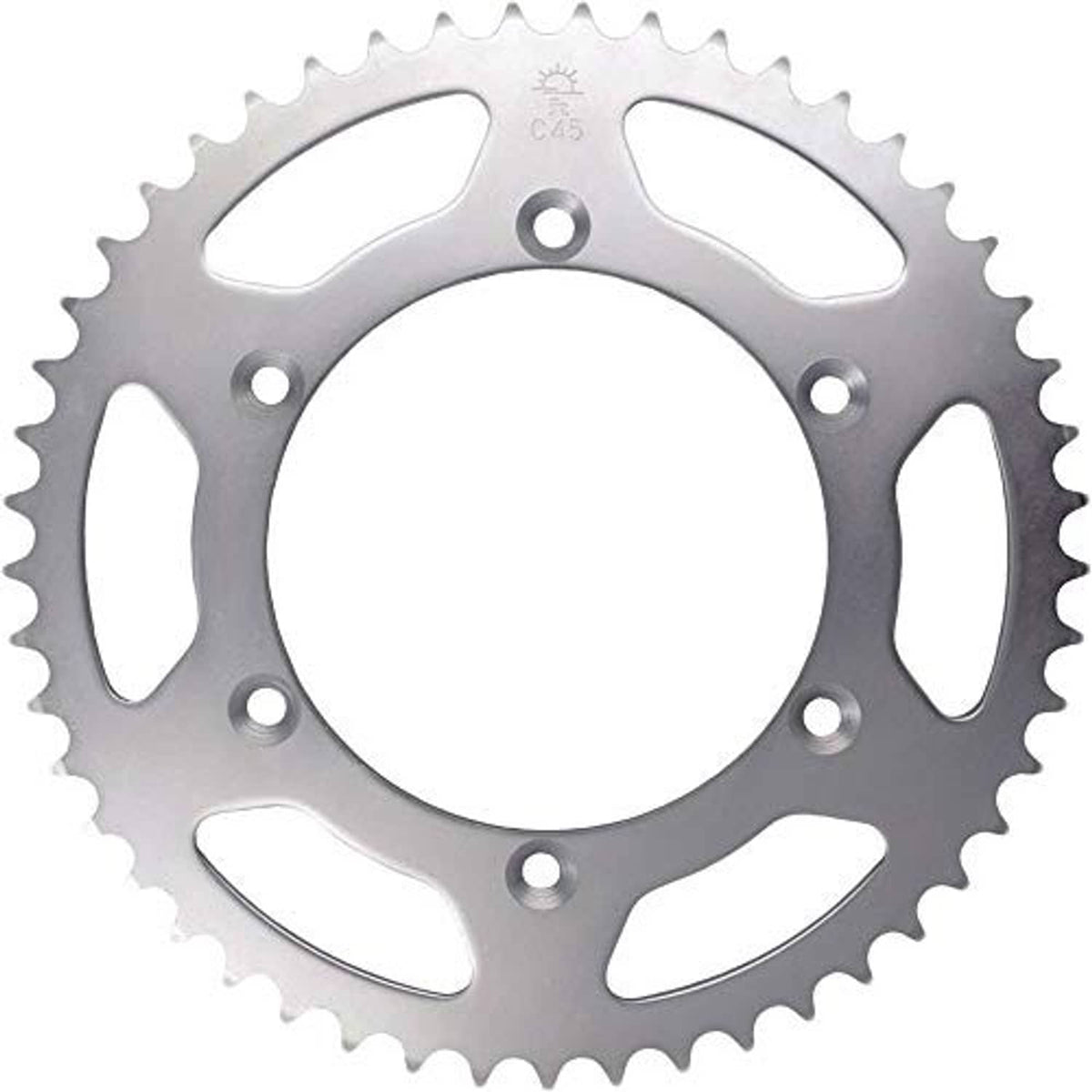 40-tooth steel rear sprocket with center mounting hole and bolt holes, silver-gray