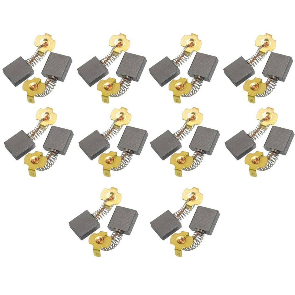 Set of gray carbon motor brushes with gold terminals and coiled springs