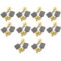 Set of gray carbon motor brushes with gold terminals and coiled springs