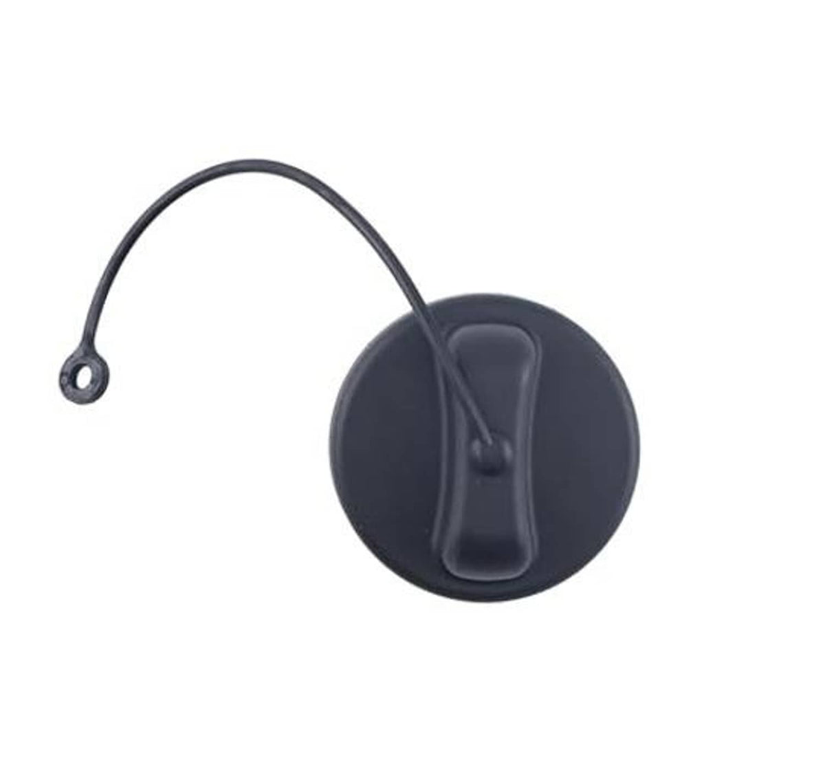 Diesel fuel tank filler cap with tether loop, dark gray cap cover and lock tab