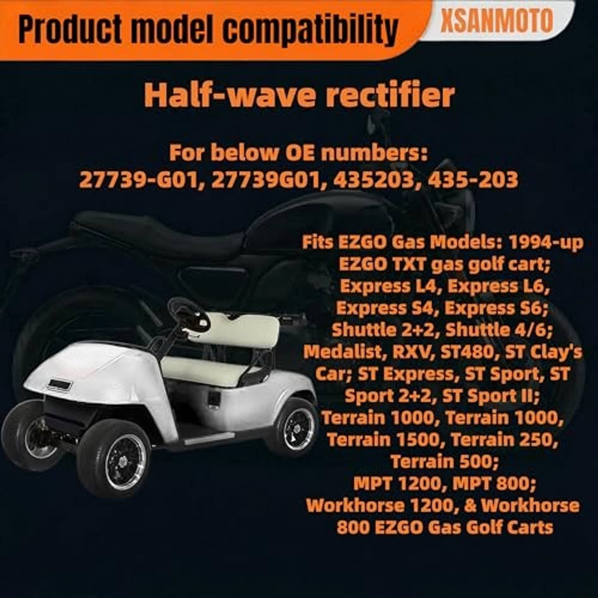 Golf cart voltage regulator rectifier compatibility chart graphic