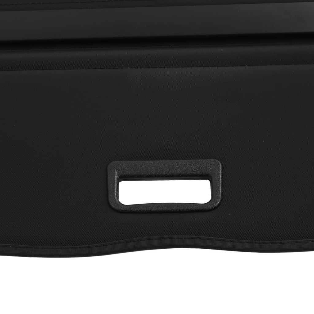 Black cargo cover panel with rectangular handle cutout