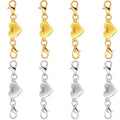 Heart magnetic jewelry clasp set in gold and silver tones with S925 plates and hooks
