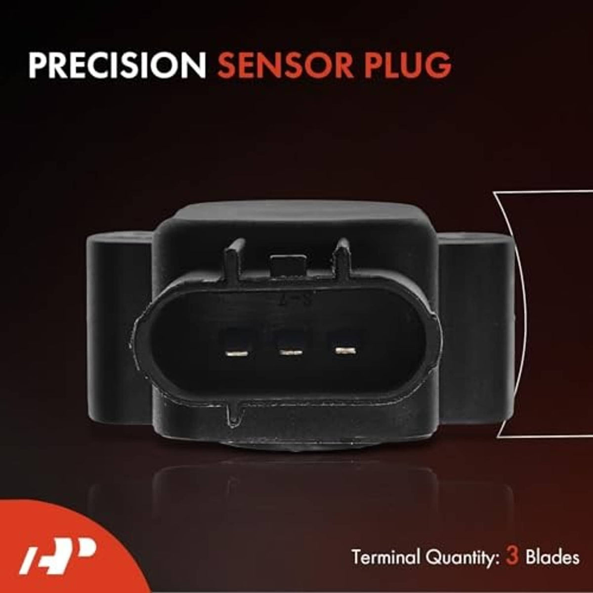 Throttle position sensor front plug with 3-pin connector and terminal blades