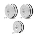 Pinless forward accumulator piston kit: silver piston assemblies with black sealing rings and balls
