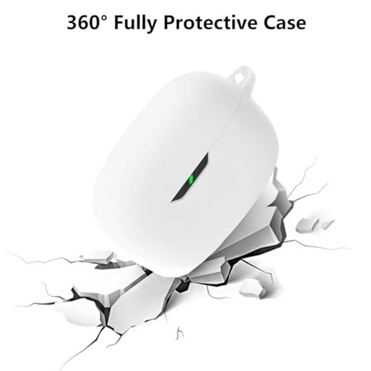 White soft silicone earbud case cover for 360° protection