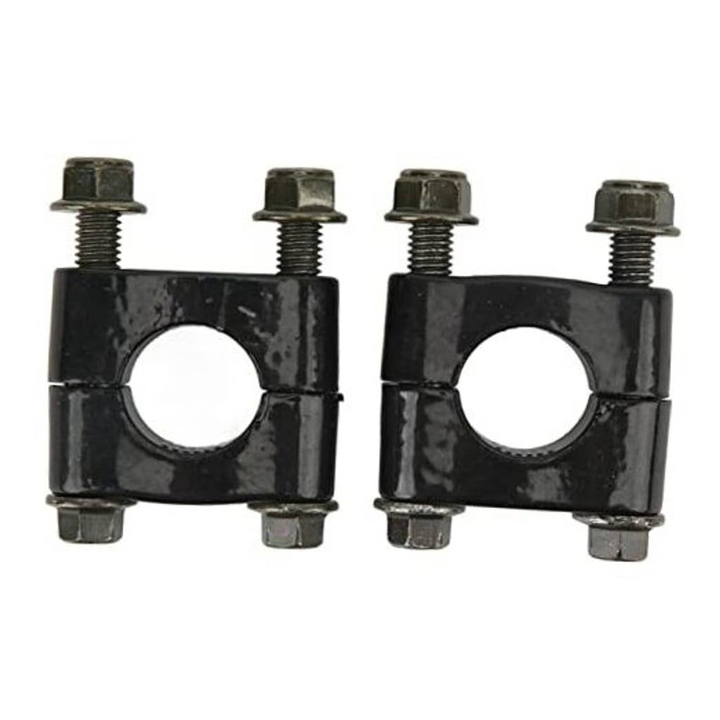 Pair of black handlebar riser clamps with 4 mounting bolts and U-bolt design
