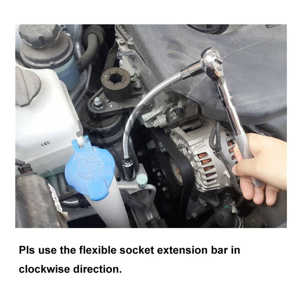 Chrome flexible socket extension bar with sliding T-handle and black grip end