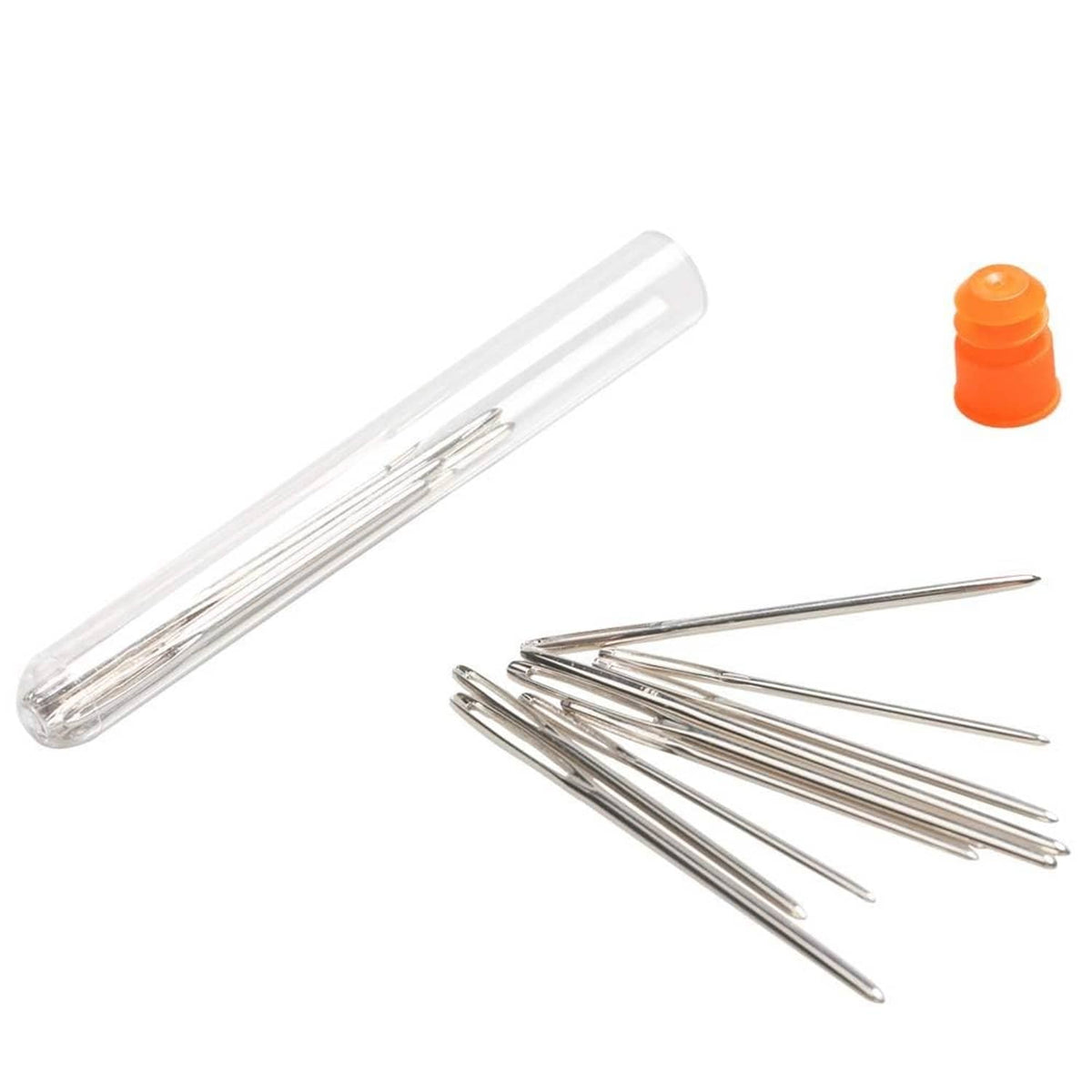 Hekisn stainless steel blunt yarn needles with large eye, loose set with tube