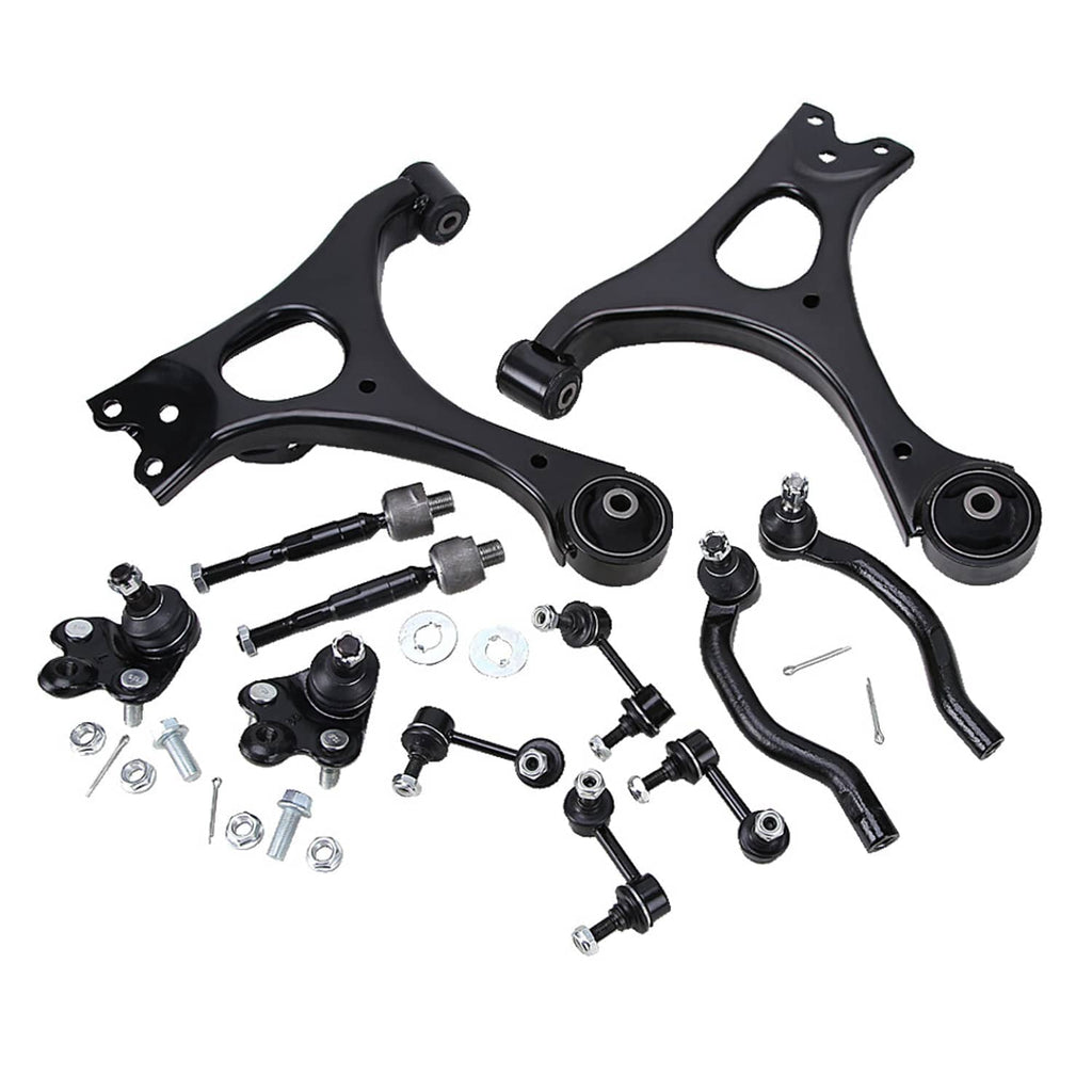 Front suspension lower control arm kit with black control arms and hardware pieces