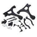 Front suspension lower control arm kit with black control arms and hardware pieces