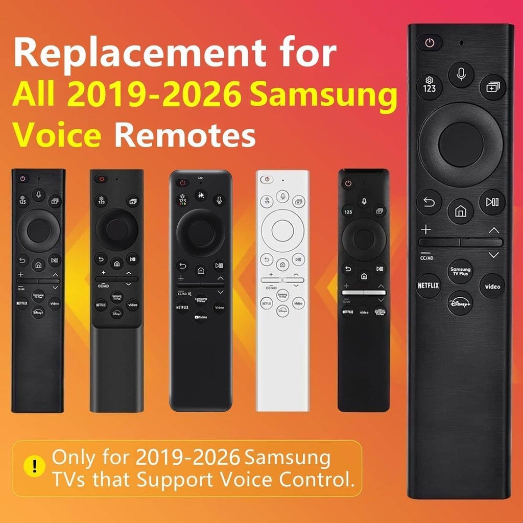 Set of TV voice remotes in black and white with circular navigation pad