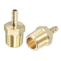 Brass straight hose barb fitting with hex body and threaded NPT male connection