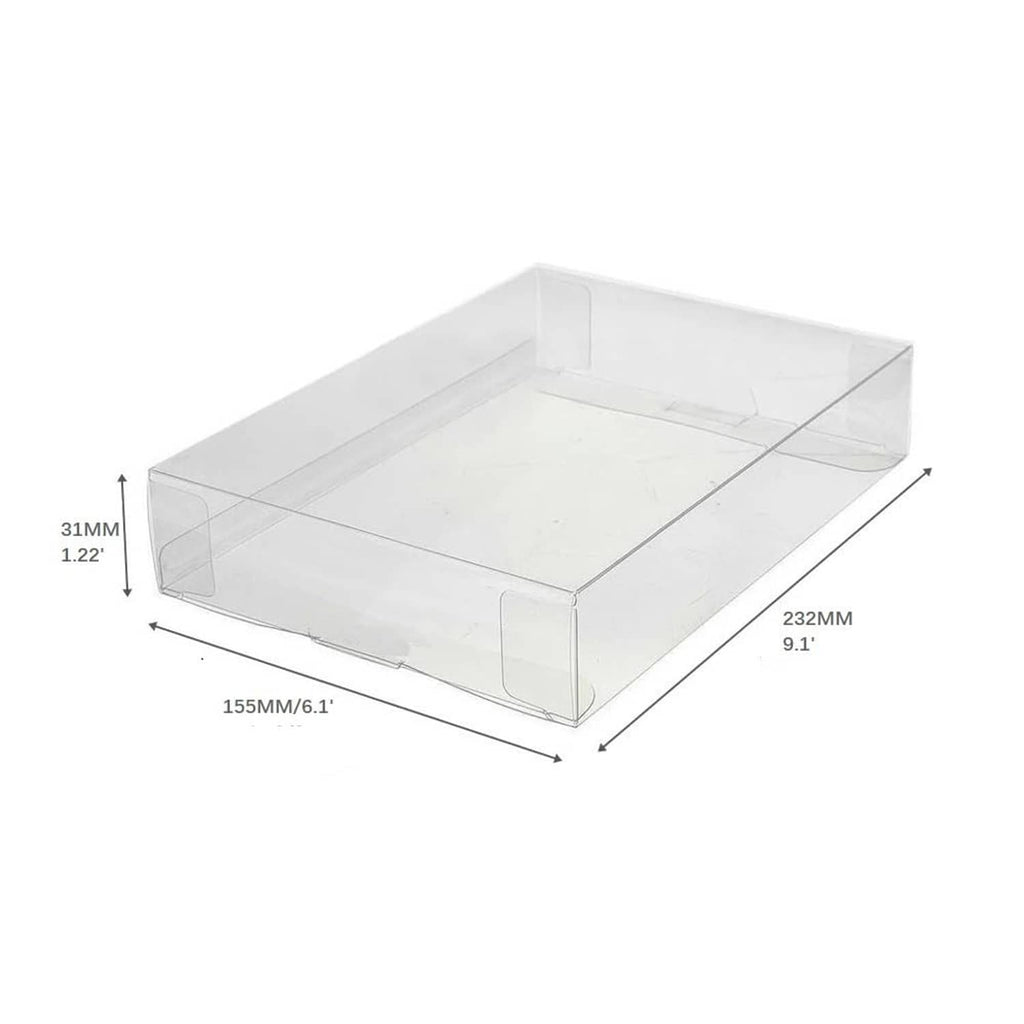 Clear plastic display case with hinged cover for figure boxes