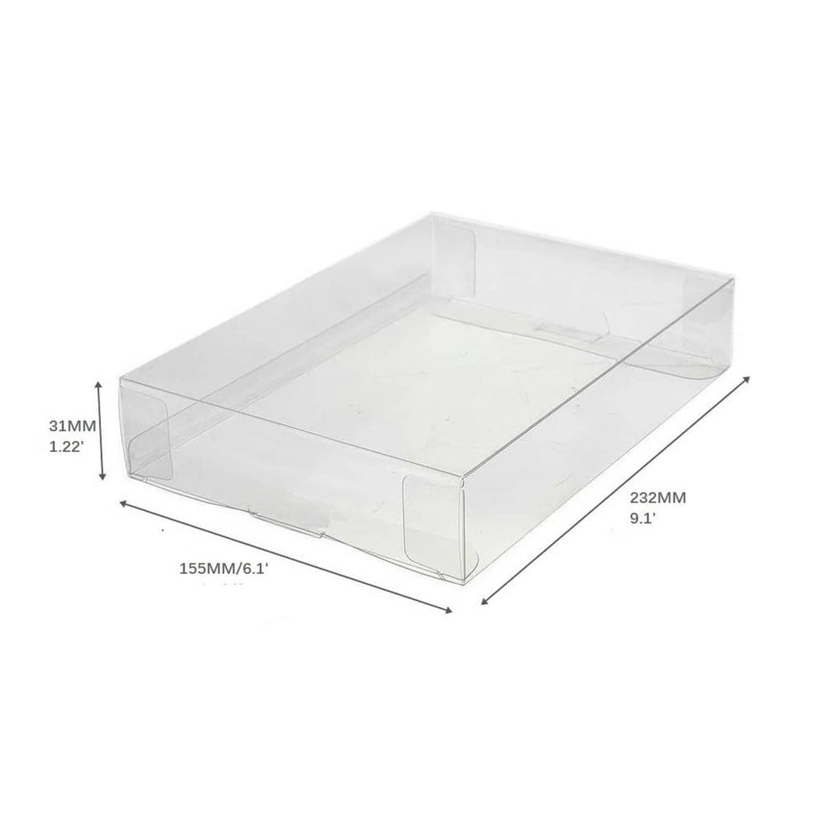 Clear plastic display case with hinged cover for figure boxes