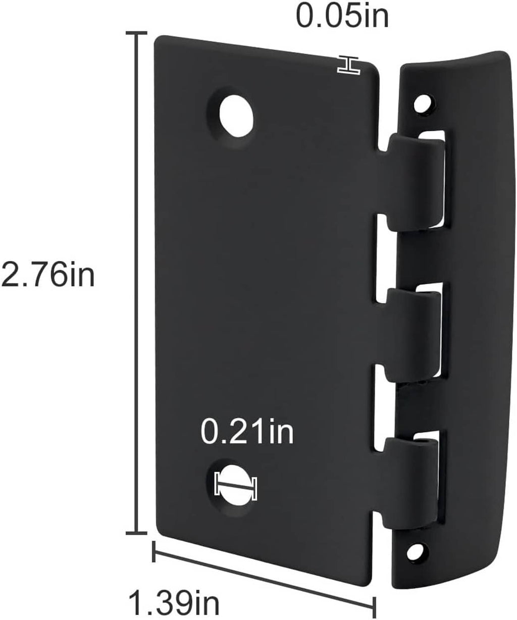 Black flip action door lock with hinge profile and mounting screw openings