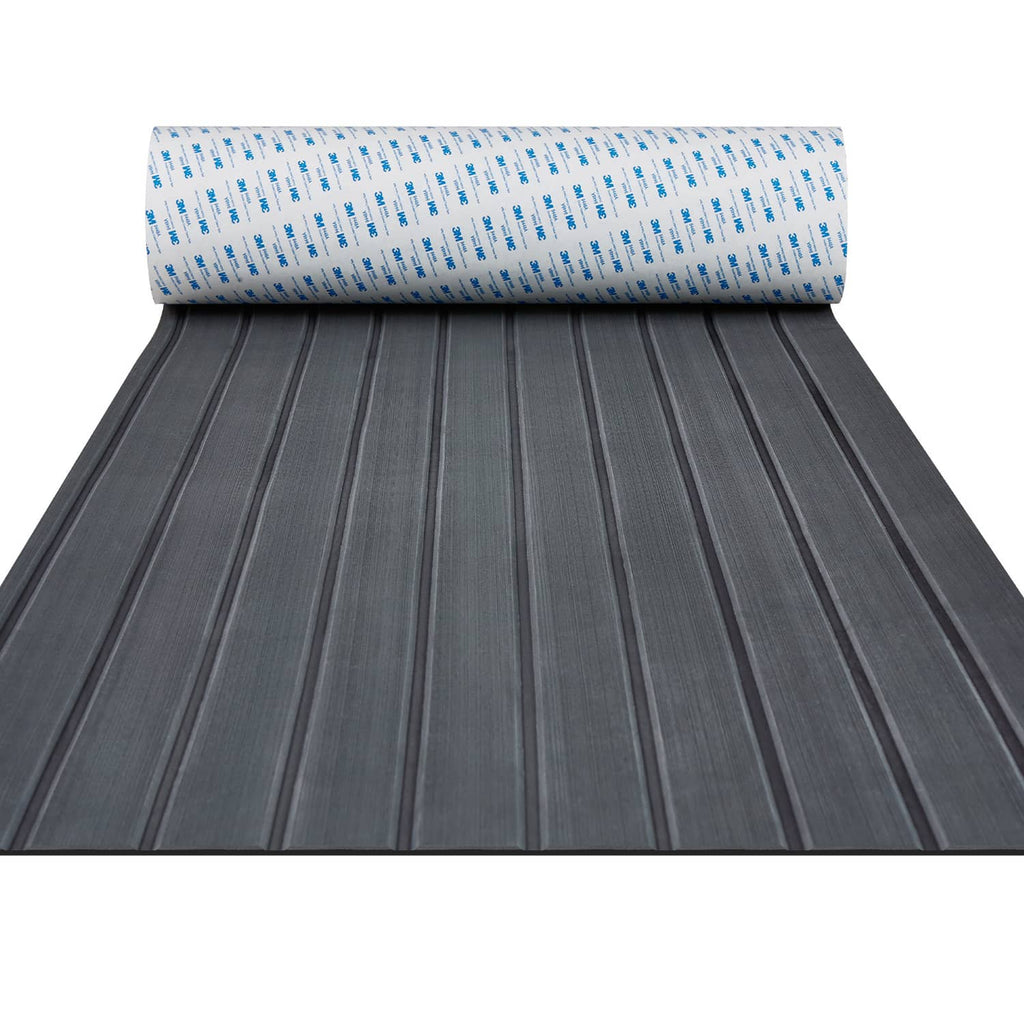 EVA foam boat deck flooring sheet, gray plank texture with rolled top layer