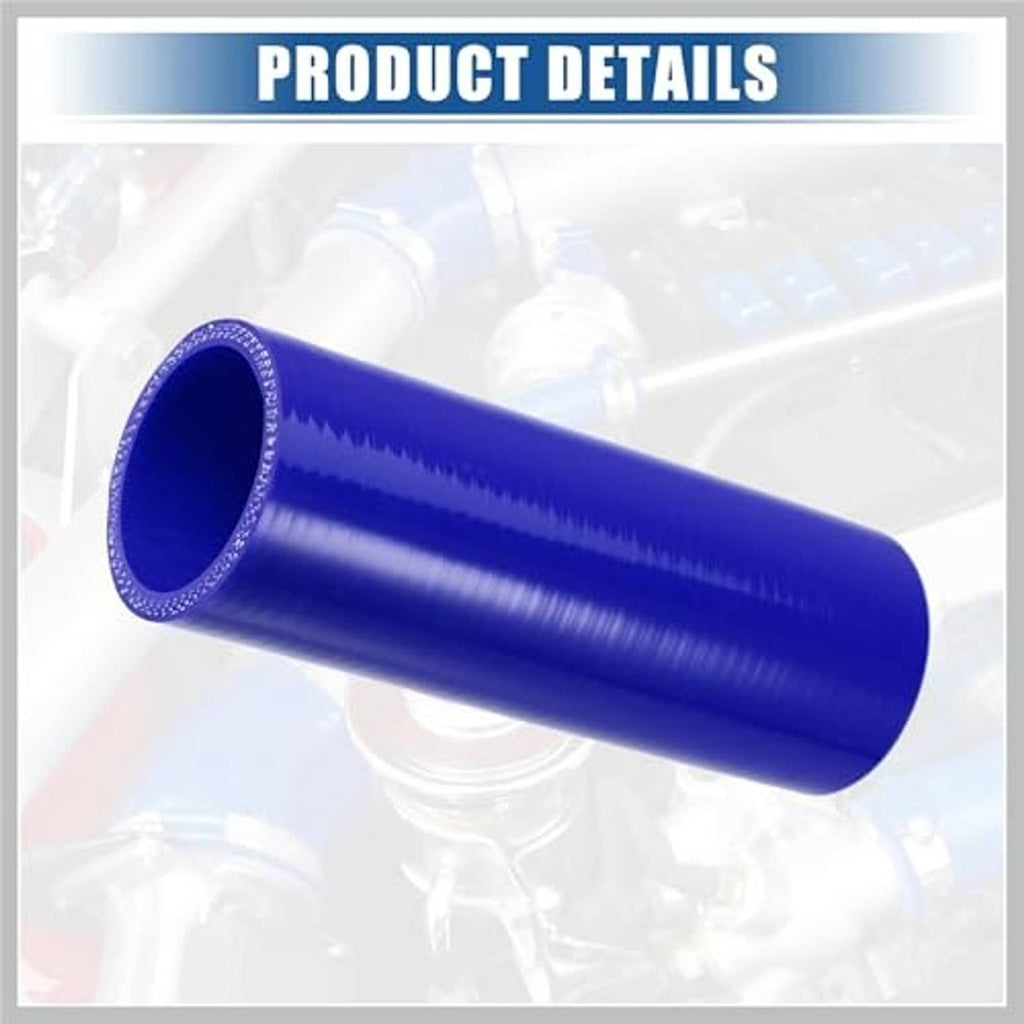 Blue straight silicone hose coupler, angled view showing open circular end