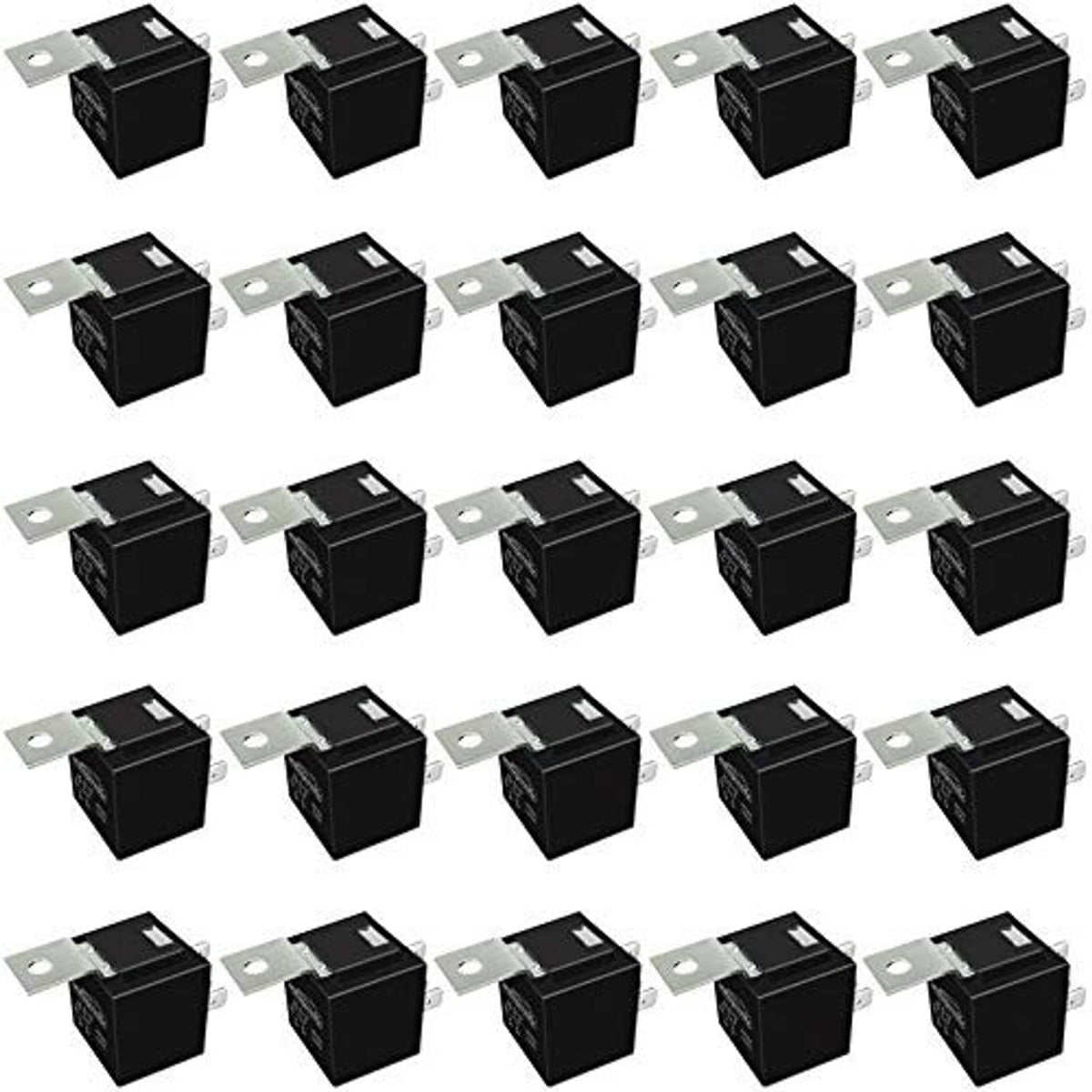 Automotive SPDT relay set, black cube relays with silver blade terminals (multiple units)