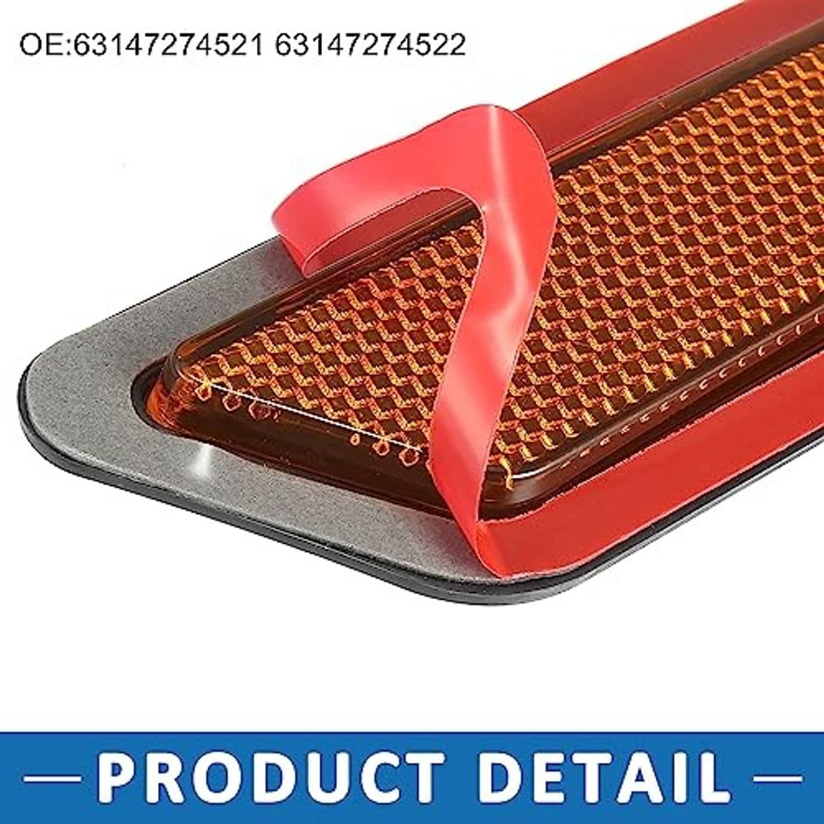Front bumper side marker reflector with amber honeycomb lens in red housing
