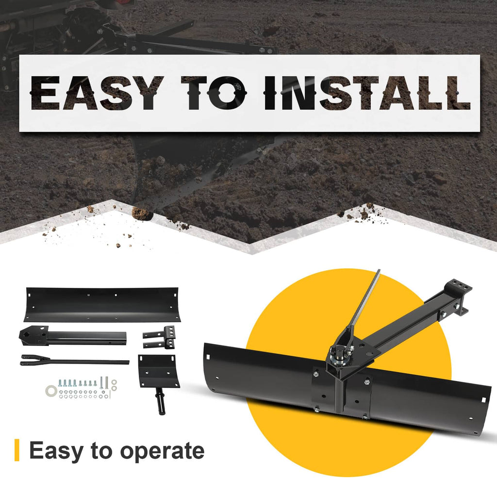 Tow-behind rear scrape blade kit with mounting hardware for easy installation