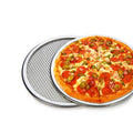 Round aluminum pizza pans with seamless rim and textured mesh, 12-inch set (2).